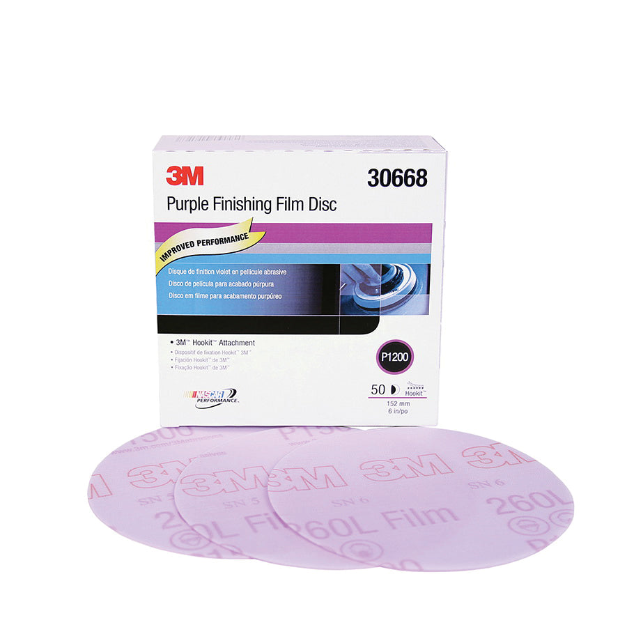 3M 30668 3M 6INx1200-grit Hookit Purple Finishing Aluminum Oxide Film Abrasive Disc 260L 3M 7100122780