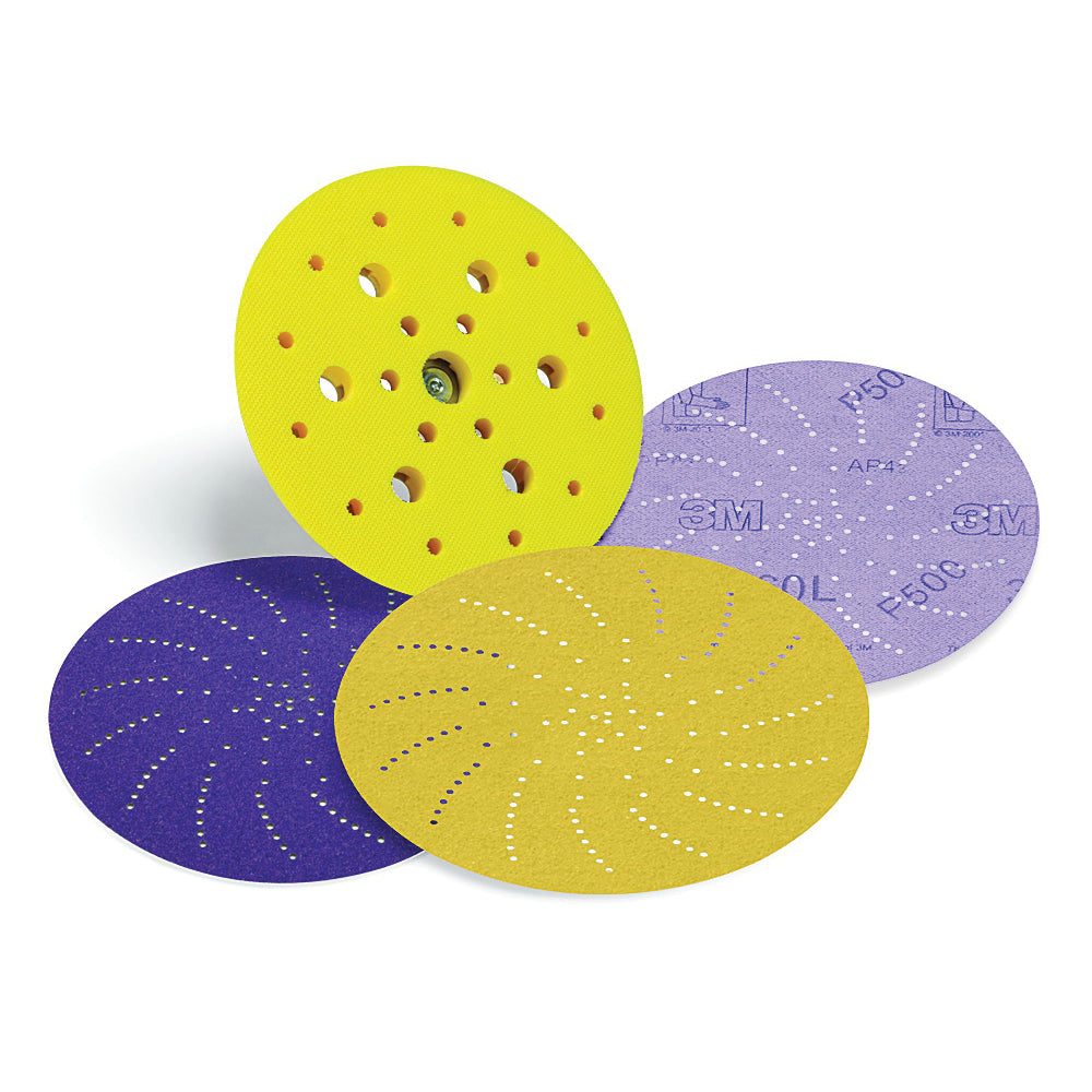 Velcro Discs 3M AB20802 6 Inch x Vacuum - Multihole 360L Aluminum Oxide 400 Grit Velcro Film Disc