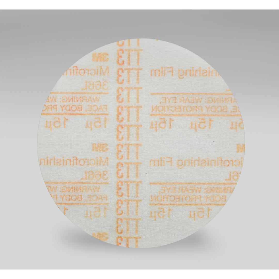 Velcro Discs 3M AB27933 6 Inch x Non-Vacuum Microfinishing 366L Aluminum Oxide 15 Grit Velcro Film Disc