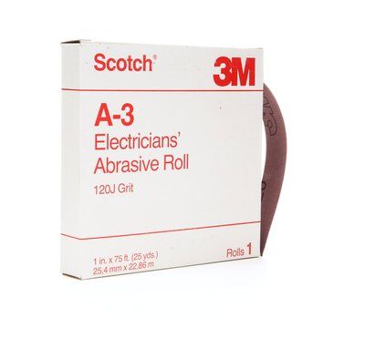 3M AB11560 1 Inch x 25Yd 120 Grit A-3 Aluminum Oxide Electrician's Cloth Roll J-Weight