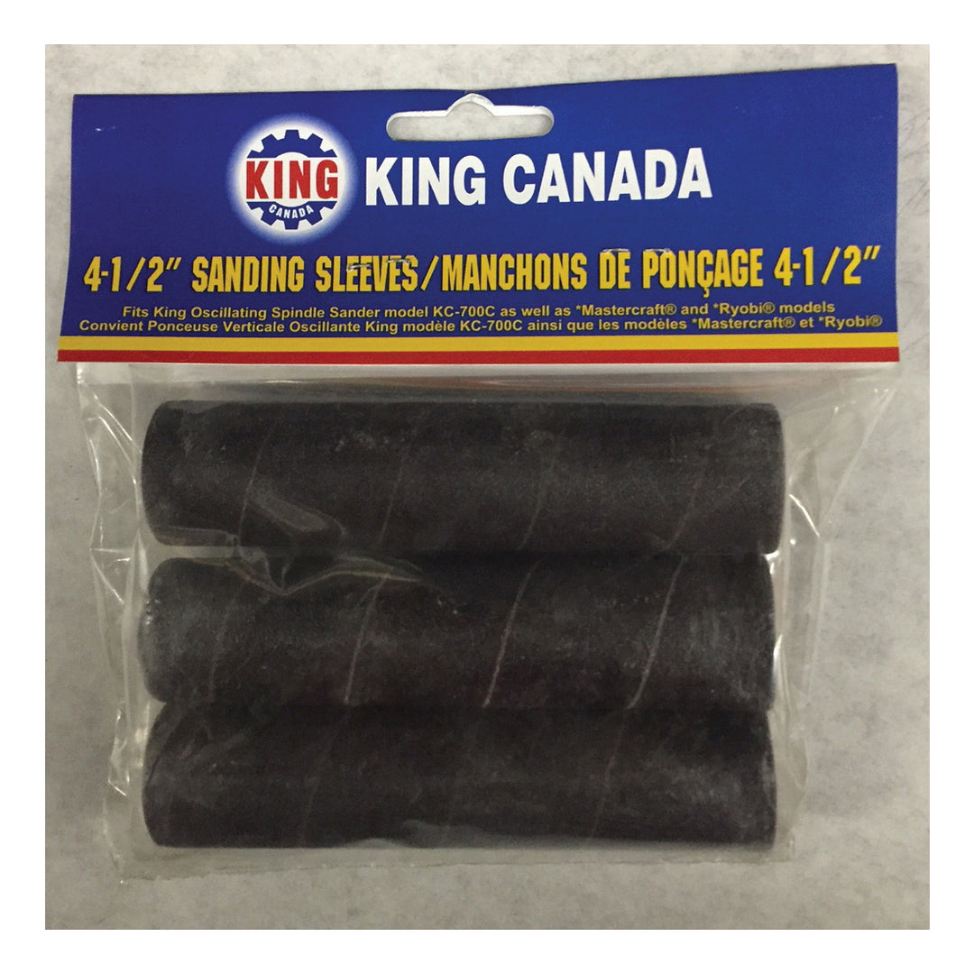 King Canada SL-410-K-80 Sleeve, Abrasive, 4-1/2 x 1 - 80 Grit Pkg 3 King Canada SL-410-K-80