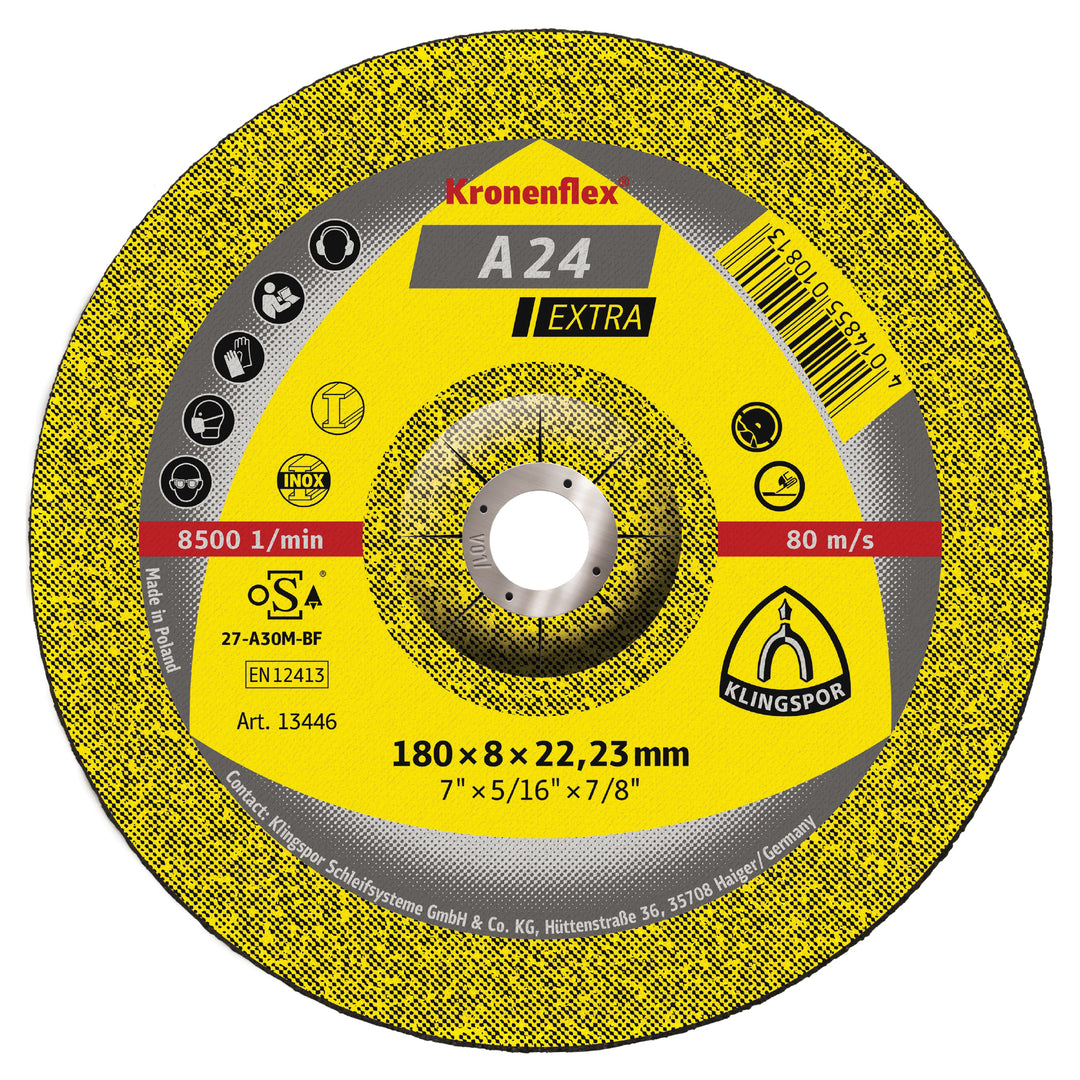 Depressed Centre Grinding Disc Klingspor 235371 Depressed Centre Grinding Discs 6 Inch x 1/4 Inch x 7/8 Inch - A24EX