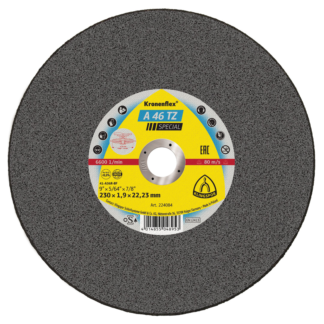 Type 01 Straight Wheels Klingspor 241472 Cut-Off Wheels Inox 6 Inch x 1/16 Inch x 7/8 Inch - A46TZ