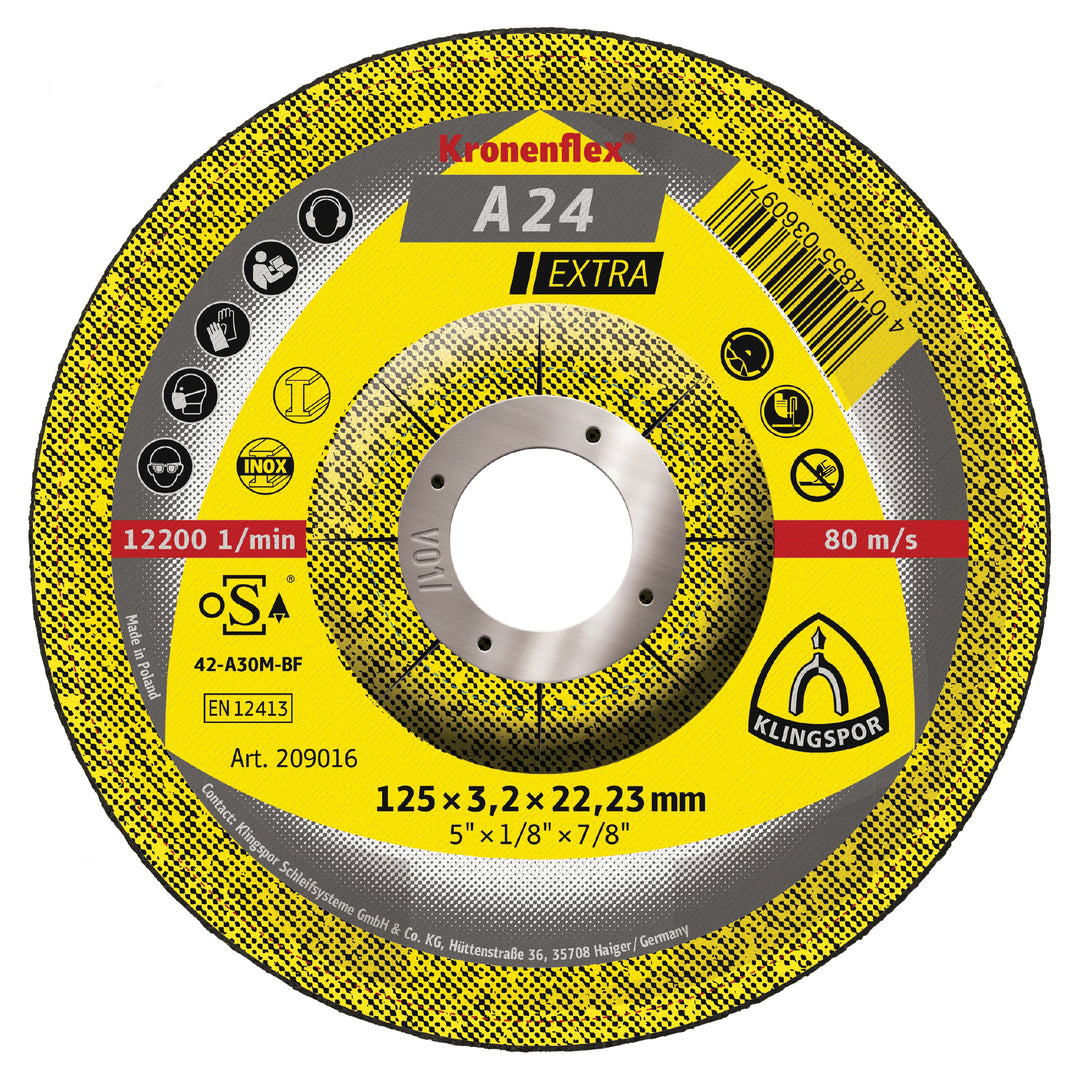 Depressed Centre Klingspor 209016 Depressed Centre Cut-Off Wheel 5 Inch x 1/8 Inch x 7/8 Inch - A24EX