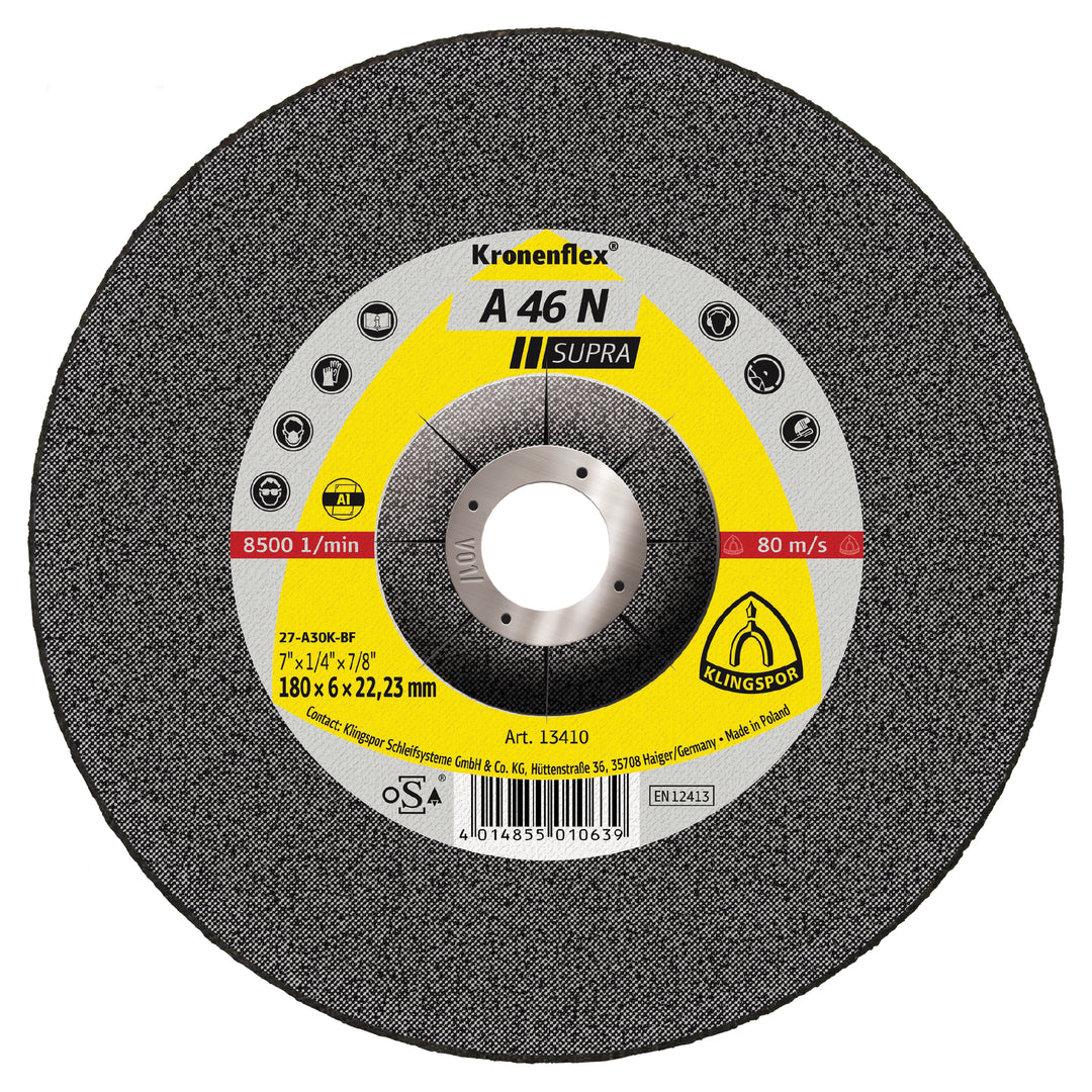 Depressed Centre Grinding Disc Klingspor 6622 Depressed Centre Grinding Discs 4-1/2 Inch x 1/4 Inch x 7/8 Inch - A46
