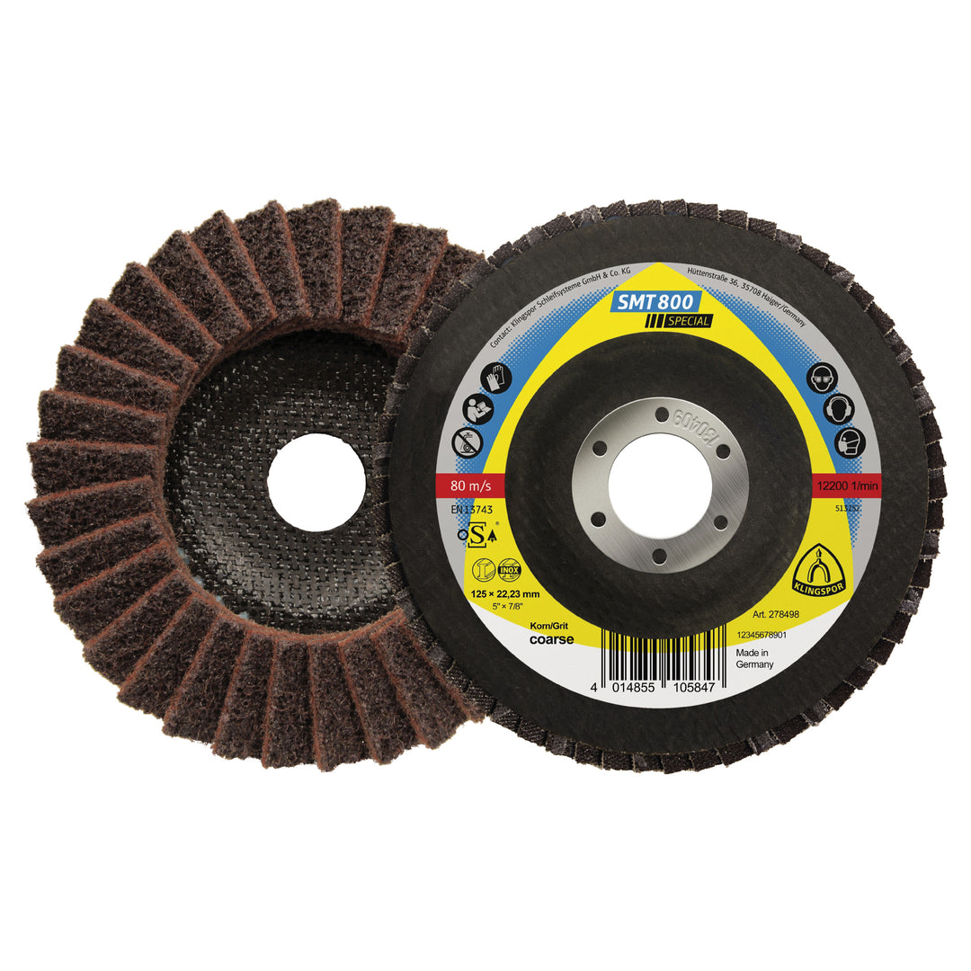 Flap Discs Klingspor 278496 Flap Discs 4-1/2 Inch x 7/8 Inch SMT800 Medium (Convex 12 Degree)