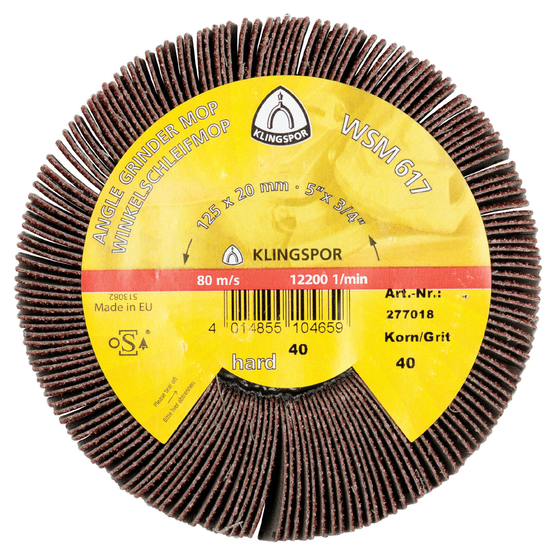 Centre Hole Mount Klingspor 280238 5 Inch x 20mm x 5/8 Inch-11 80 Grit WSM617 Aluminum Oxide Centre Hole Mounted Flap Wheel