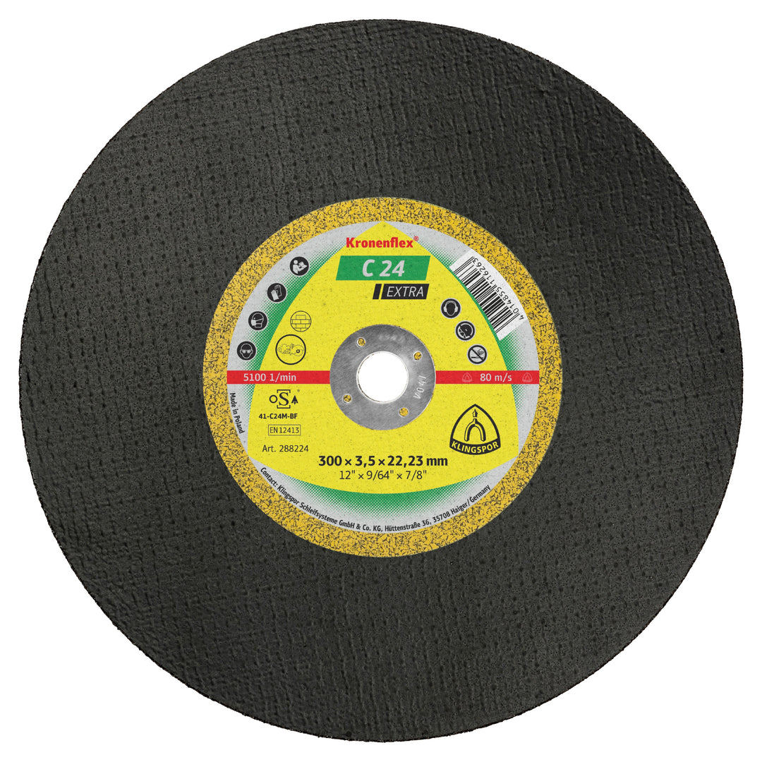 Type 01 Straight Wheels Klingspor 288223 Cut-Off Wheel 12 Inch x 9/64 Inch x 20mm - C24EX