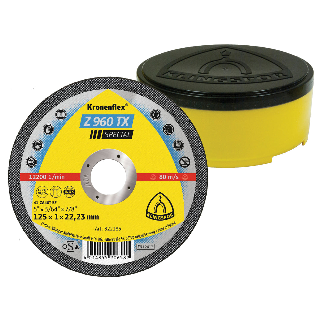 Depressed Centre Klingspor 325293 Depressed Centre Cut-Off Wheels Inox 5 Inch x 3/64 Inch x 7/8 Inch Z96TX
