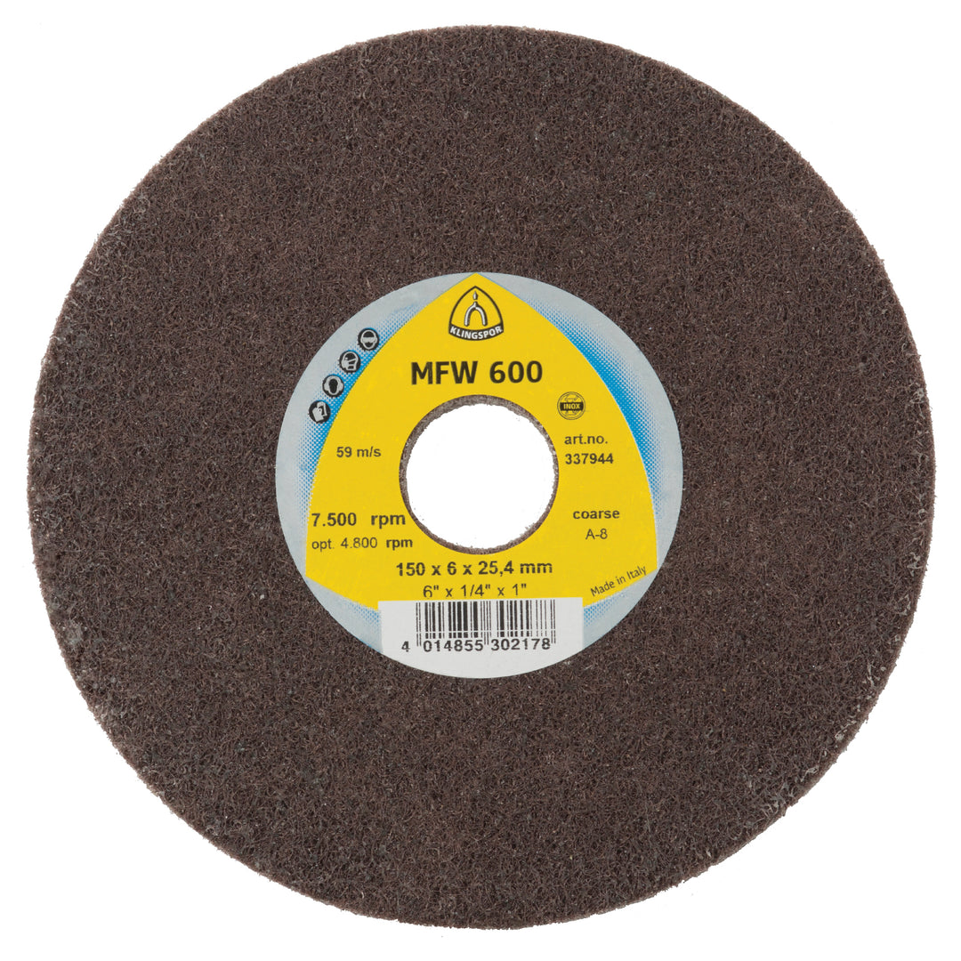 Non-woven web Wheels Klingspor 337944 Non-Woven Wheel MFW600 6 Inch x 1/4 Inch x 1 Inch (Coarse)