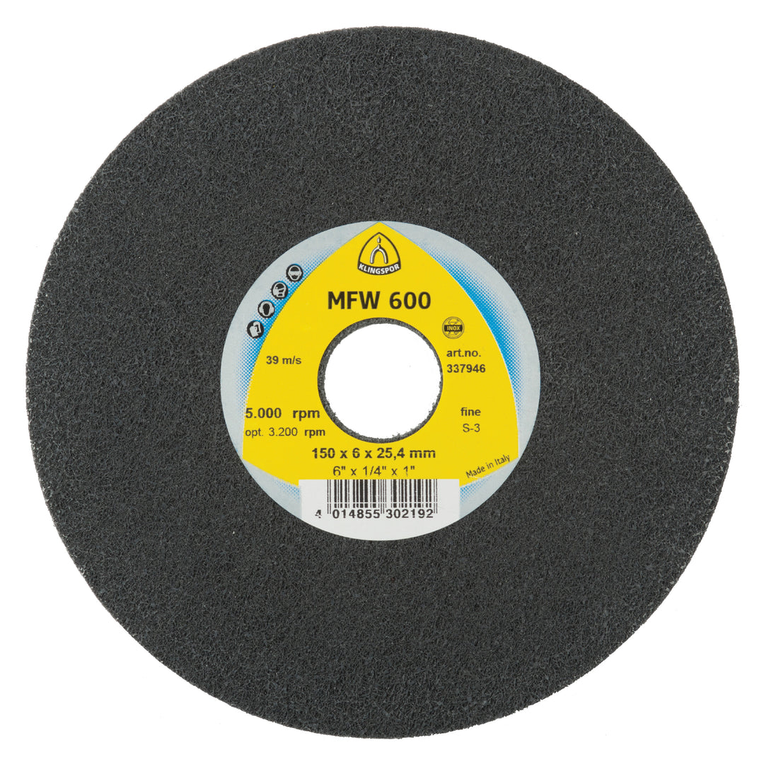 Non-woven web Wheels Klingspor 337946 Non-Woven Wheel MFW600 6 Inch x 1/4 Inch x 1 Inch (Fine)