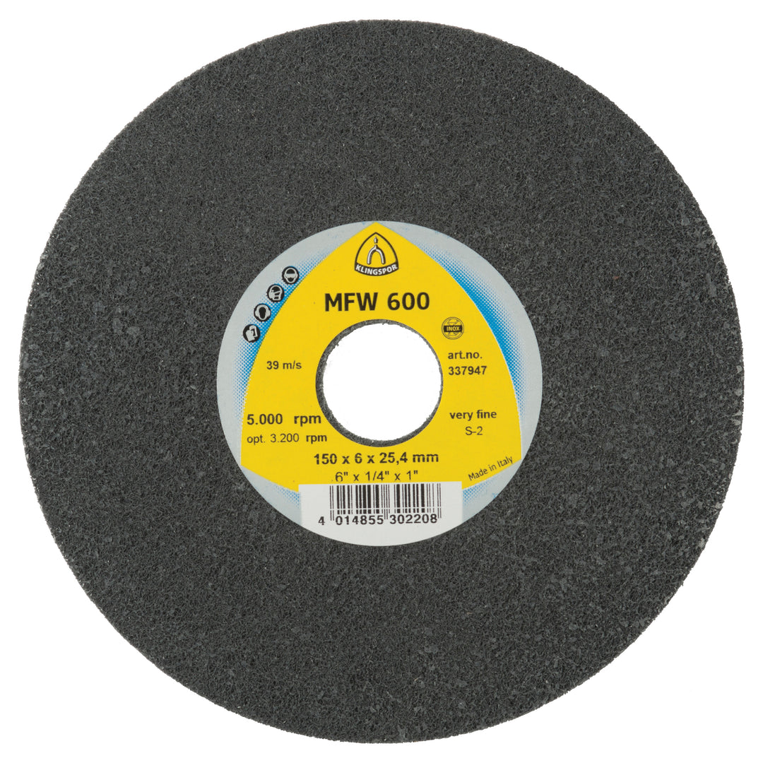 Non-woven web Wheels Klingspor 337947 Non-Woven Wheel MFW600 6 Inch x 1/4 Inch x 1 Inch (Very Fine)