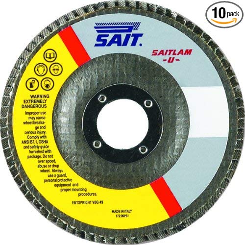 Depressed Centre Sait 73891 4-1/2 Inch X 7/8 Inch Type 27 50 Grit Lam Up Z Zirconia Alumina Flap Disc