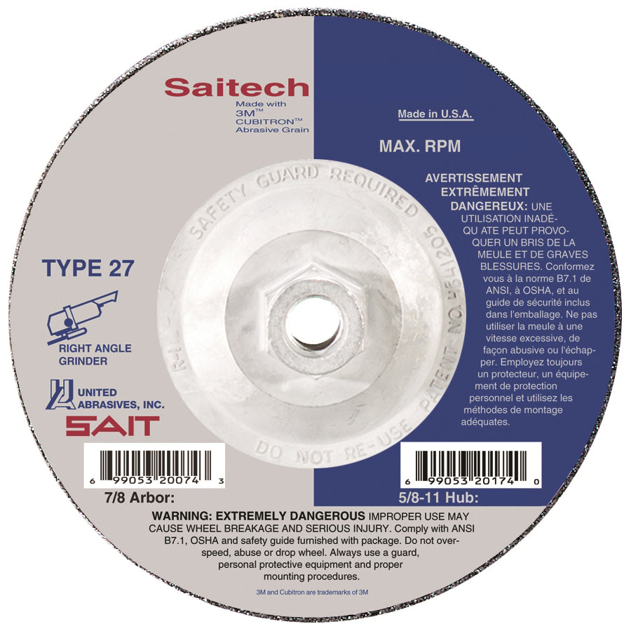 Grinding Wheels Sait 21099 Type 28 9 X 1/4 X 5/8-11 Ech