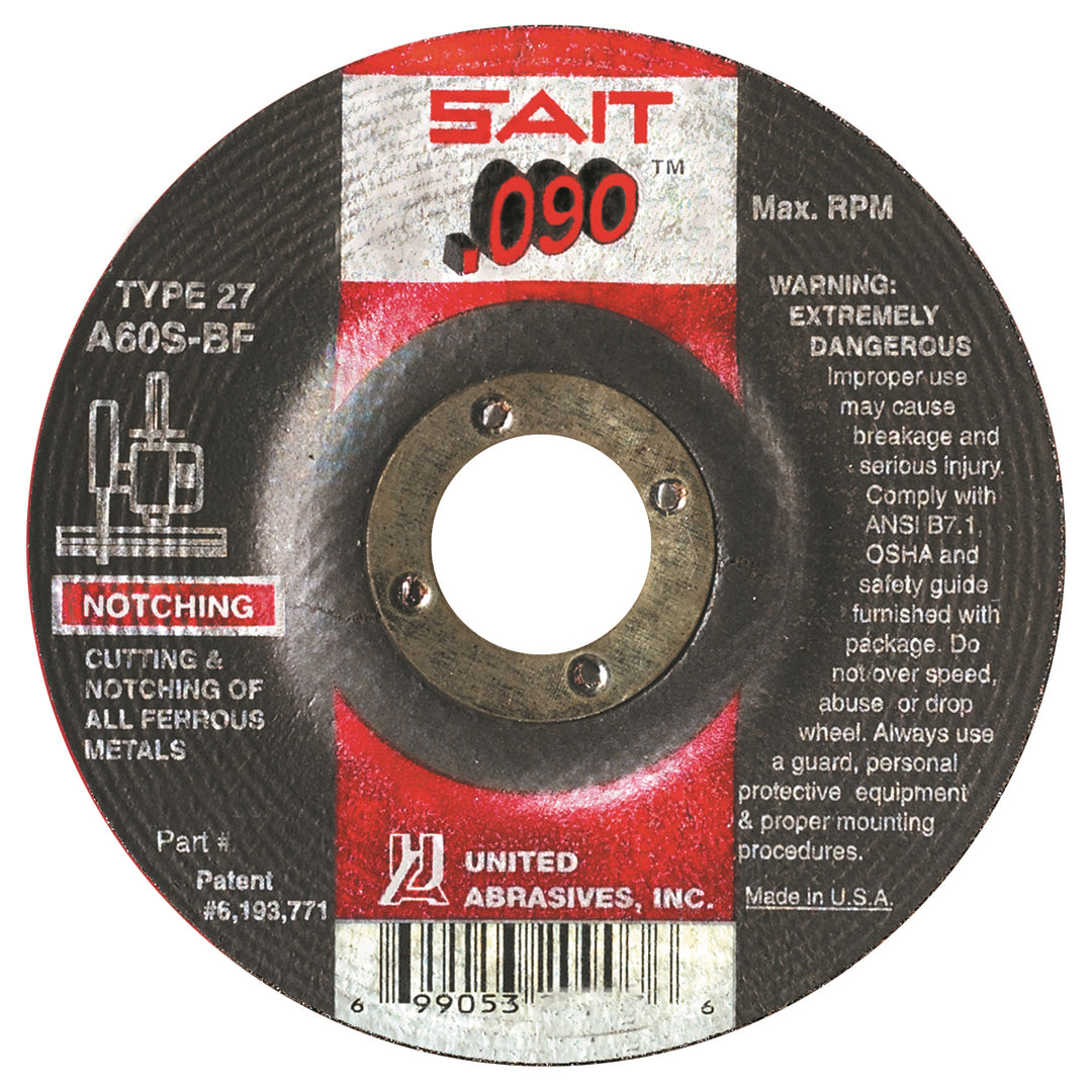 Type 27 Sait 20909 Type 27 Depressed Center Cutting Wheel 9 Inch x 0.090 Inch x 7/8 Inch (A60S)