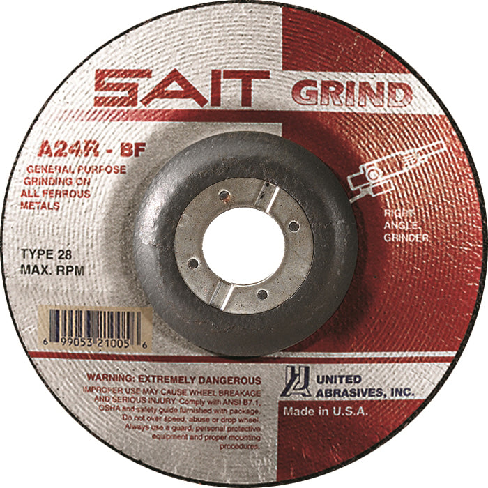 Grinding Wheels Sait 21021 Type 28 4-1/2 X 1/4 X 7/8 A24