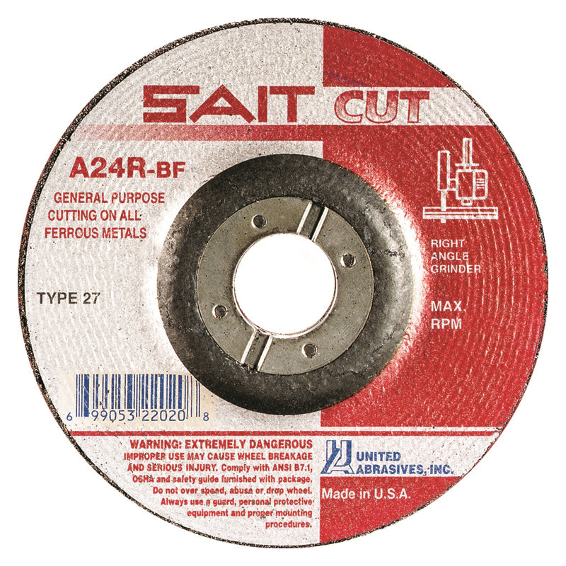 Sait 22020 Type 27 Depressed Centre Cut-Off Wheel 4.5 Inch x 3/32 Inch x 7/8 Inch (A24R)