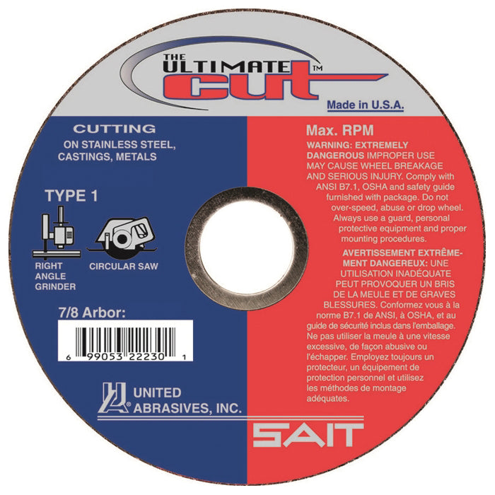 Type 01 Sait 22230 Type 01 Cutting Disc 4.5 Inch x 0.045 Inch x 7/8 Inch