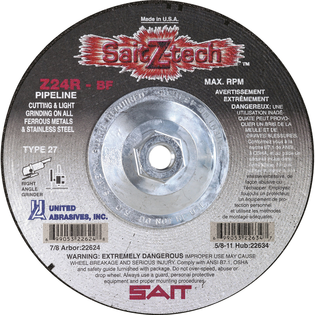 Type 27 Depressed Centre Sait 22630 Type 27 41/2X1/8X5/8-11 Z-Tech Pipe