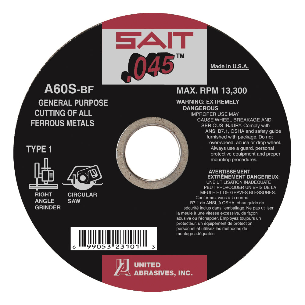 Type 01 Straight Wheels Sait 23103 Cut-off Wheels A60S 6 5X.045X7/8 Sait 23103