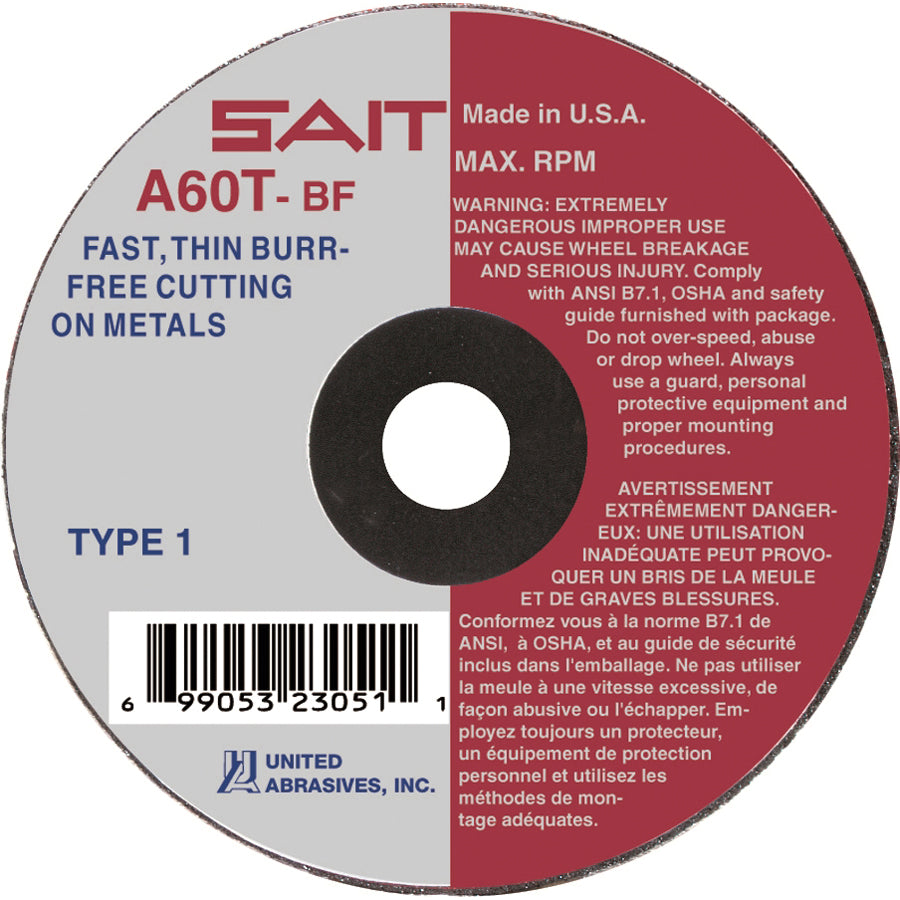 Type 01 Sait 23266 Type 01 Thin High Speed Cut-Off Wheels 7 Inch x 1/16 Inch x 5/8 Inch (A60T)