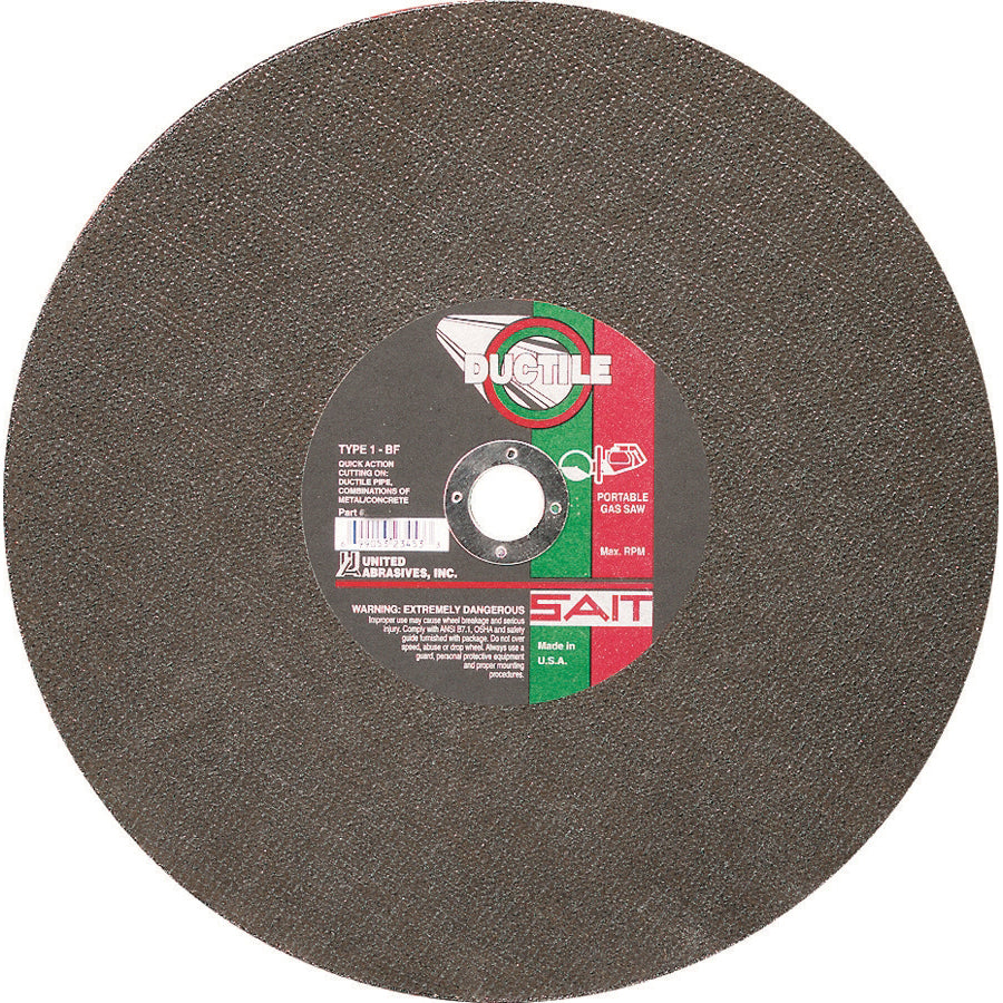 Type 01 Straight Wheels Sait 23458 Type 1 14 X 1/8 X 20mm Ductile