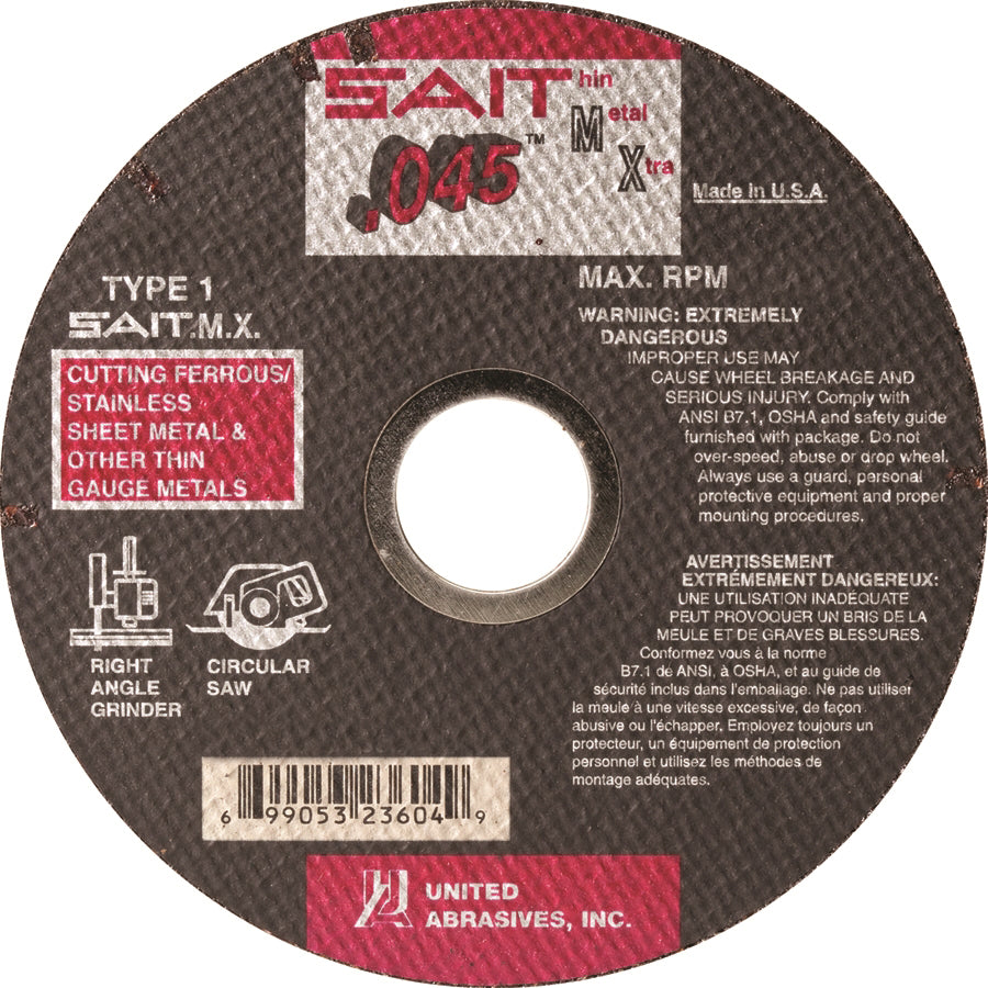 Type 01 Sait 23606 Type 01 Cut-Off Wheels 6 Inch x 0.045 Inch x 7/8 Inch