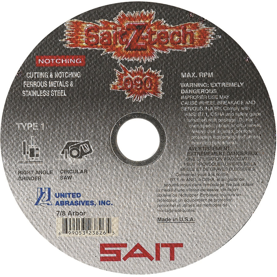 Type 01 Sait 23826 Premium Type 01 High Performance Thin High Speed Cut-Off Wheel (6 Inch x 0.090 Inch x 7/8 Inch)