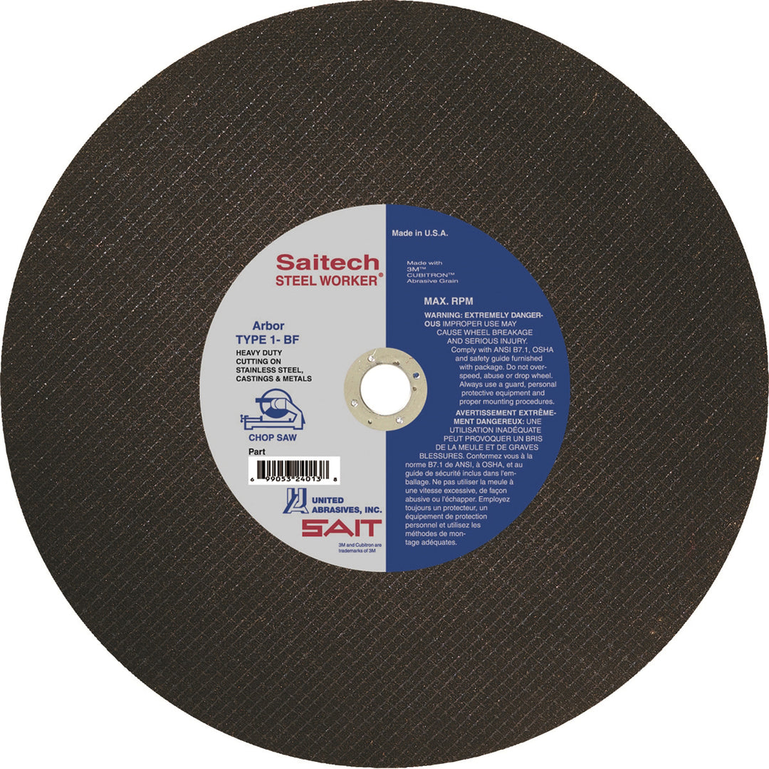 Type 01 Straight Wheels Sait 24013 TF 16 X 3/32 X 1 Steelworker Sait 24013