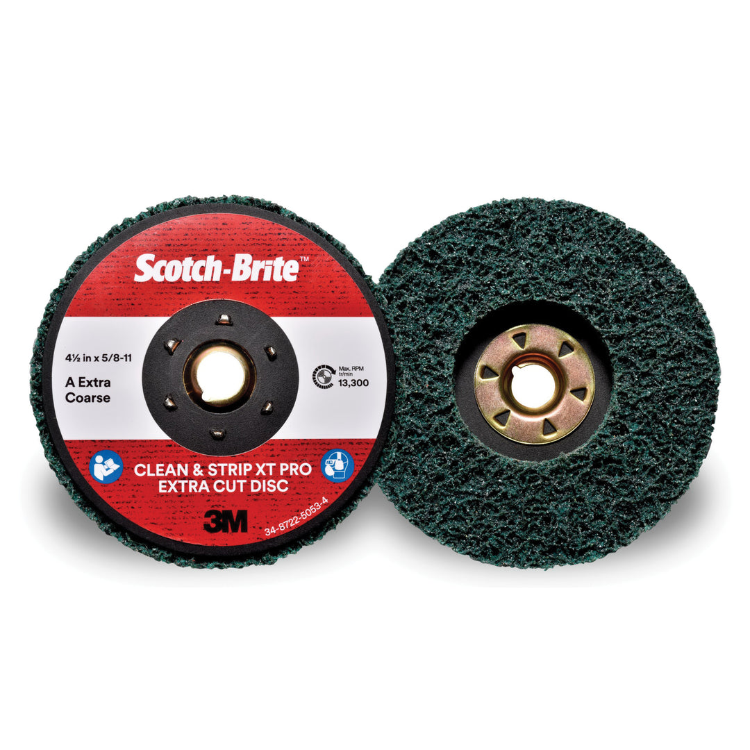 3M SB21037 Scotch-Brite Clean and Strip XT Pro Extra Cut Disc TN A XCS Quick Change 4 1/2 in x 5/8 in-11 (114.3 mm x M18 x 2)
