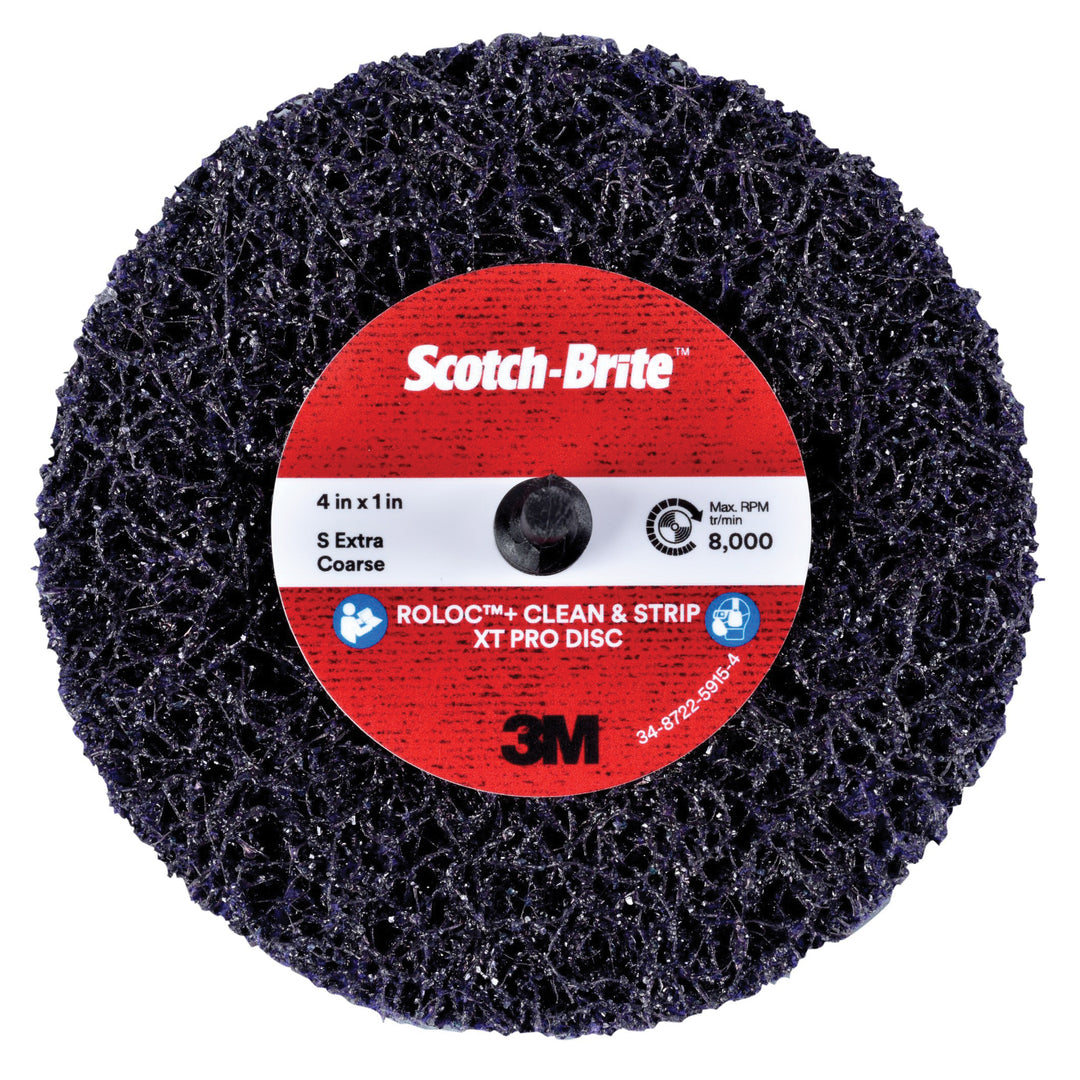 3M SB21549 Scotch-Brite Rolloc + Clean And Strip xt Pro Disc, Tr+, S Extra-Coarse, 2-Ply, 4 in x 1 in (10.16 cm x 2.54 cm) Sb21549