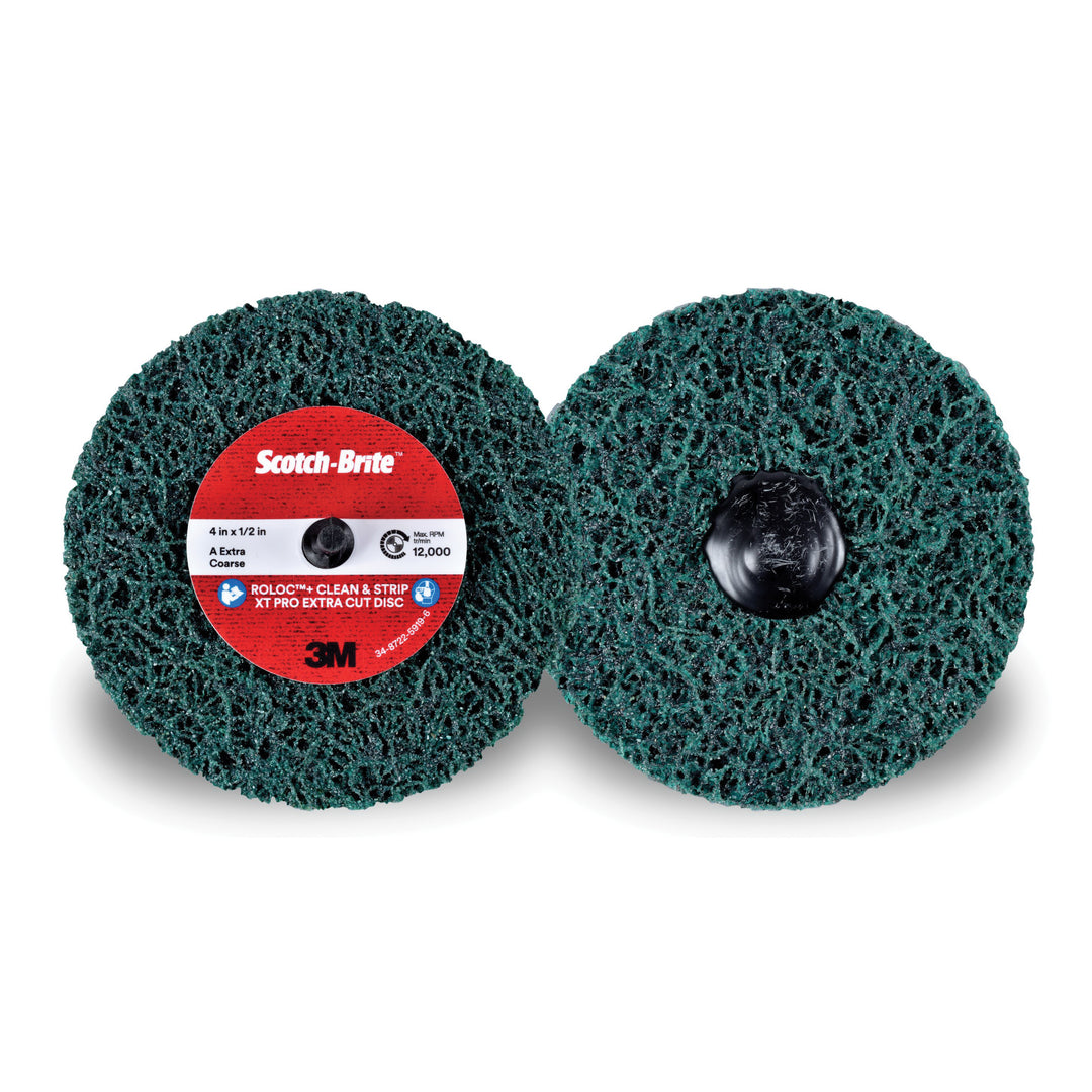 3M SB21555 Scotch-Brite Roloc + Clean And Strip xt Pro Extra Cut Disc, Tr+, A Extra-Coarse, 4 in x 0.5 in (10.16 cm x 1.27 cm) Sb21555