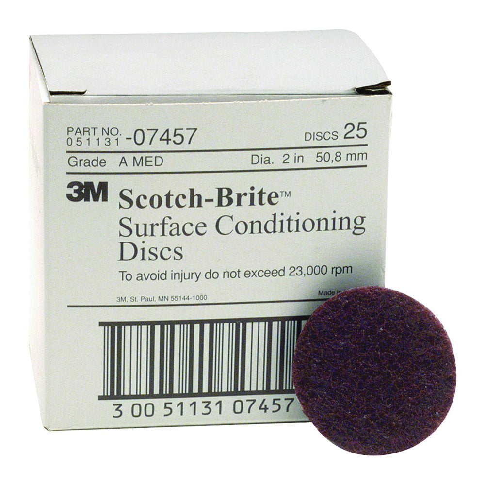 3M SB07457 Scotch-Brite Surface Conditioning Disc 07457, 2 in x No Hole A Med, 25 Per Box 4 Box Sb07457