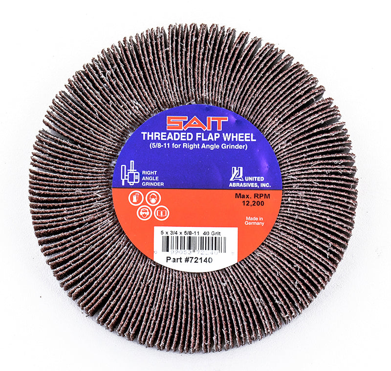 Centre Hole Mount Sait 72130 4-1/2 Inch X 3/4 Inch X 5/8 Inch - 11 40 Grit centre hole mounted Flap wheel