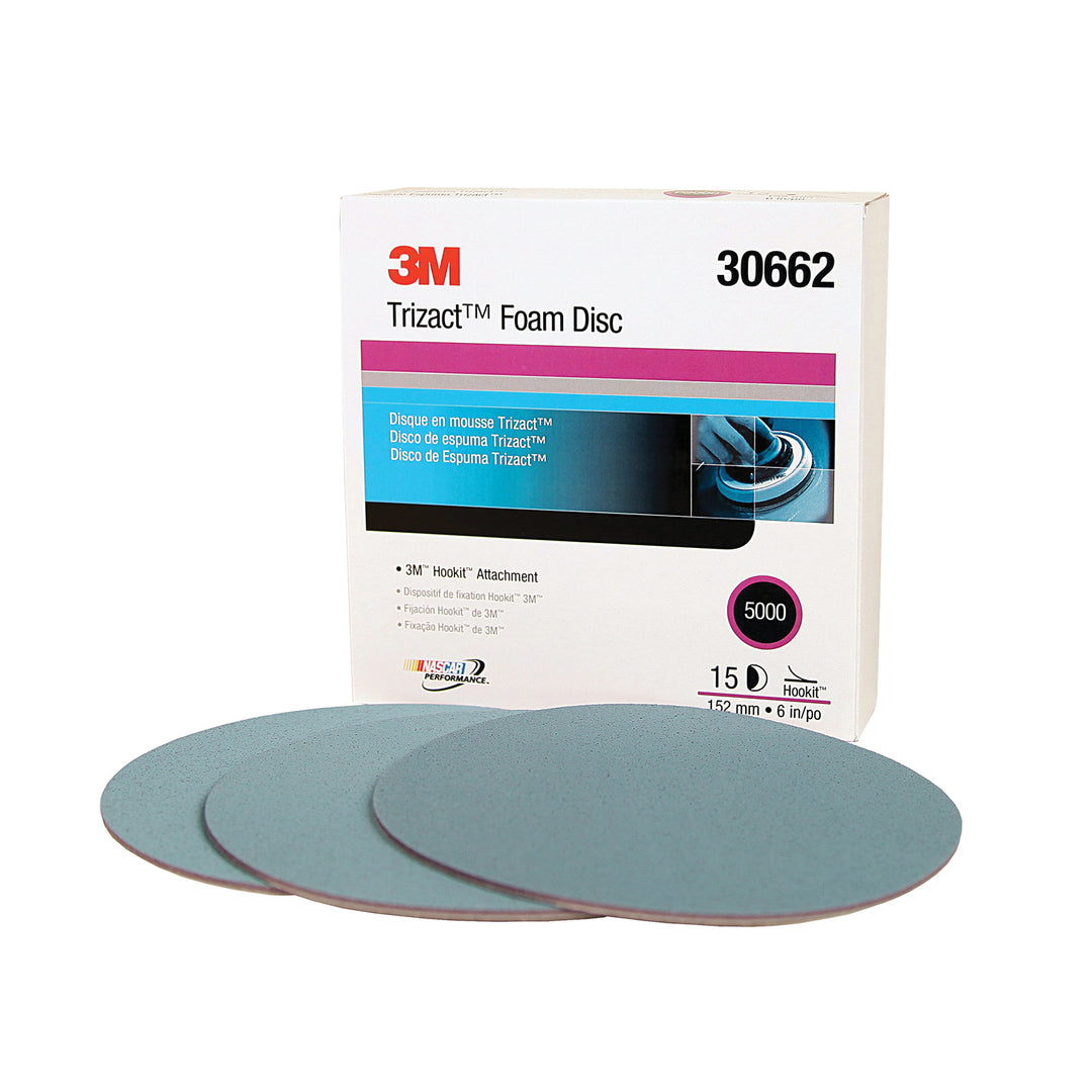 Velcro Discs 3M 30662 6 Inch x Non-Vacuum Trizact 443Silicon Carbide 5000 Grit Velcro Foam Disc