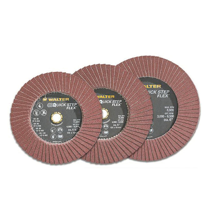 Quickchange Walter 07Q612 6 Inch x 10mm Quickchange 120 Grit Quick-Step Flex Flap Disc