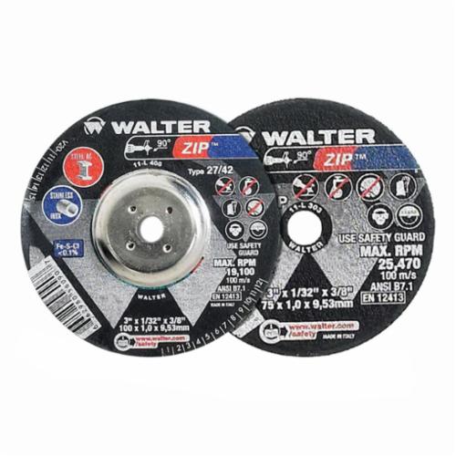 Type 01 Straight Wheels Walter 11L223 2X1/8X3/8 Zip Cut-Off Wheel