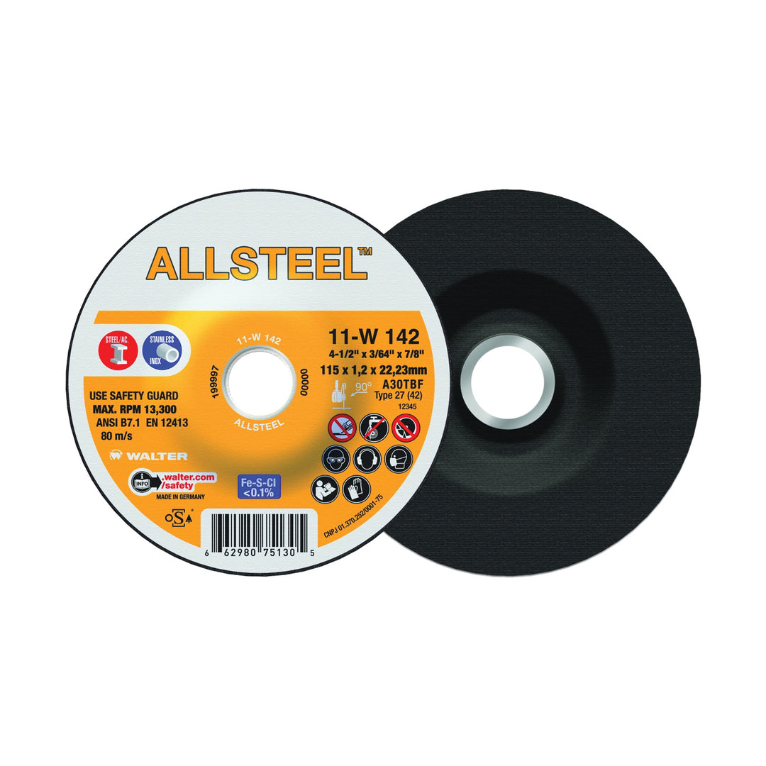 Type 27 Walter 11W142 Type 27 Cut-Off Wheel (4.5 Inch x 3/64 Inch x 7/8 Inch)