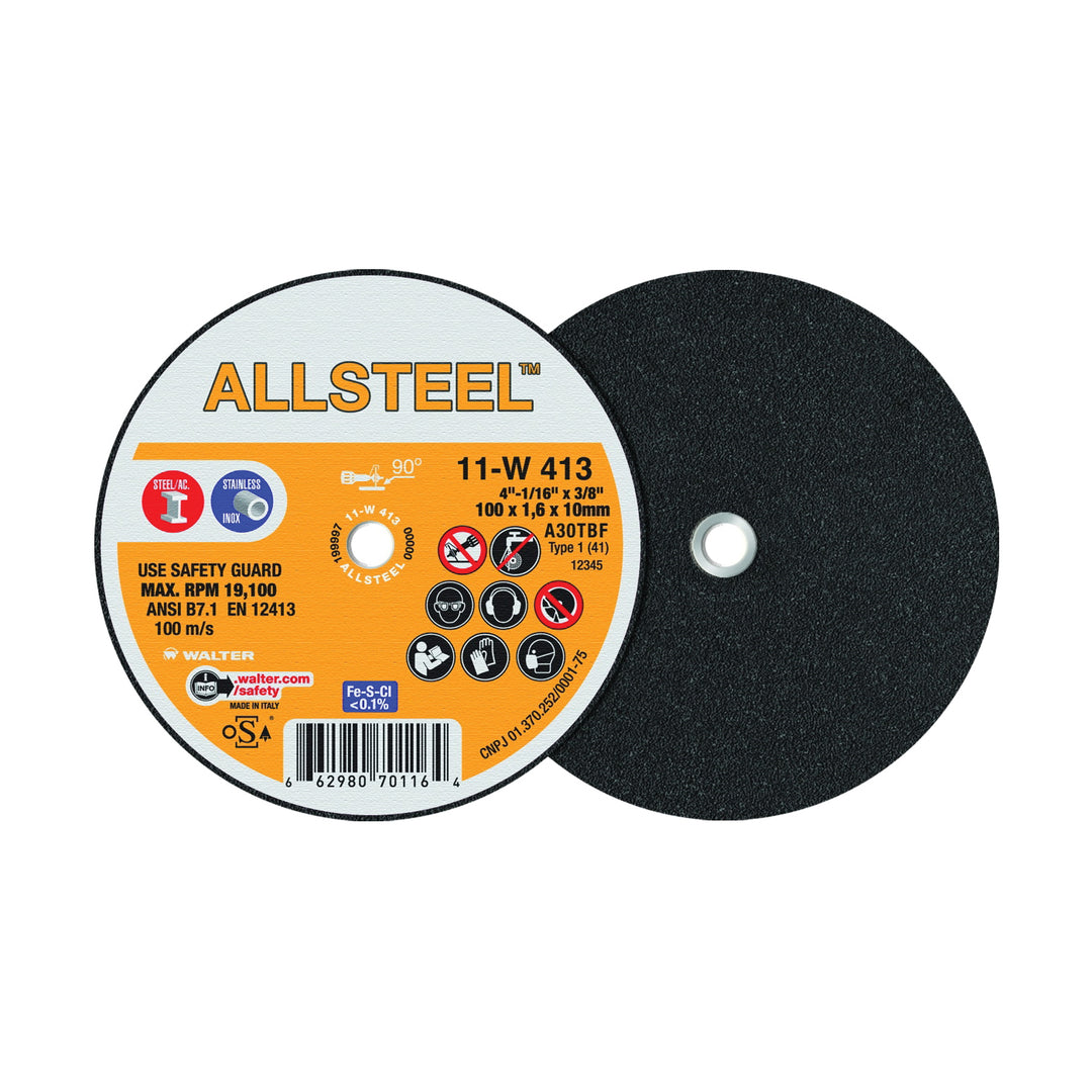 Type 01 Walter 11W413 Type 01 Cut-Off Wheel (4 Inch x 1/16 Inch x 3/8 Inch)