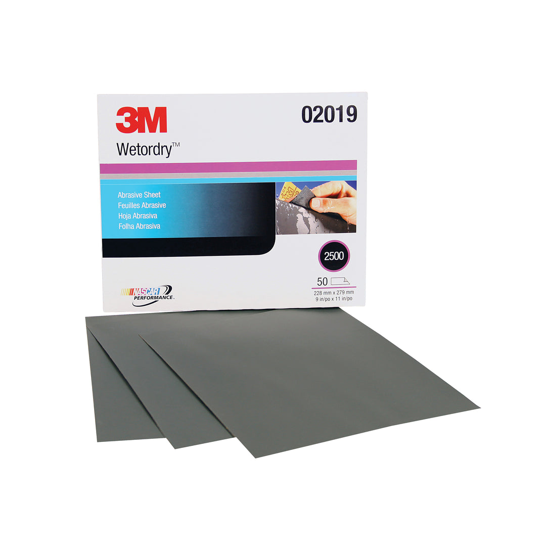 Regular Sanding Sheets 3M 2019 Wetordry Sandpaper 2500 Grit Silicon Carbide 401Q A-Weight (9 Inch x 11 Inch)