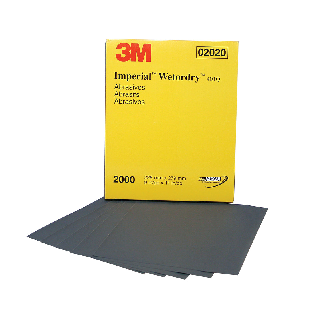 Regular Sanding Sheets 3M AB02020 Wetordry Sandpaper 2000 Grit Silicon Carbide 401Q A-Weight (9 Inch x 11 Inch)