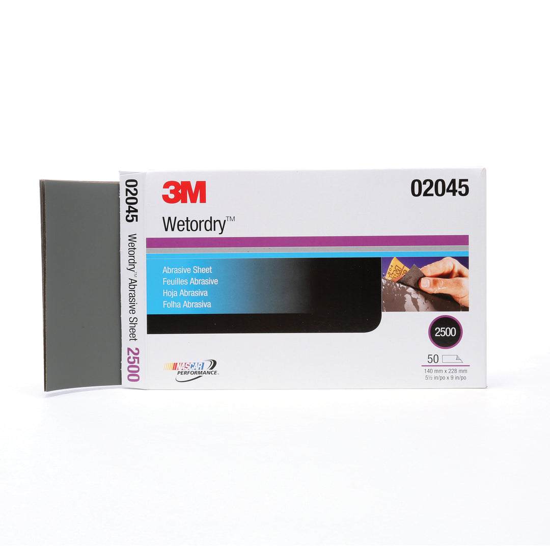 Plain Backing 3M PN02045 5-1/2 Inch x 9 Inch 401Q Silicon Carbide 2500 Grit Plain Non-Vacuum Abrasive Paper Strip