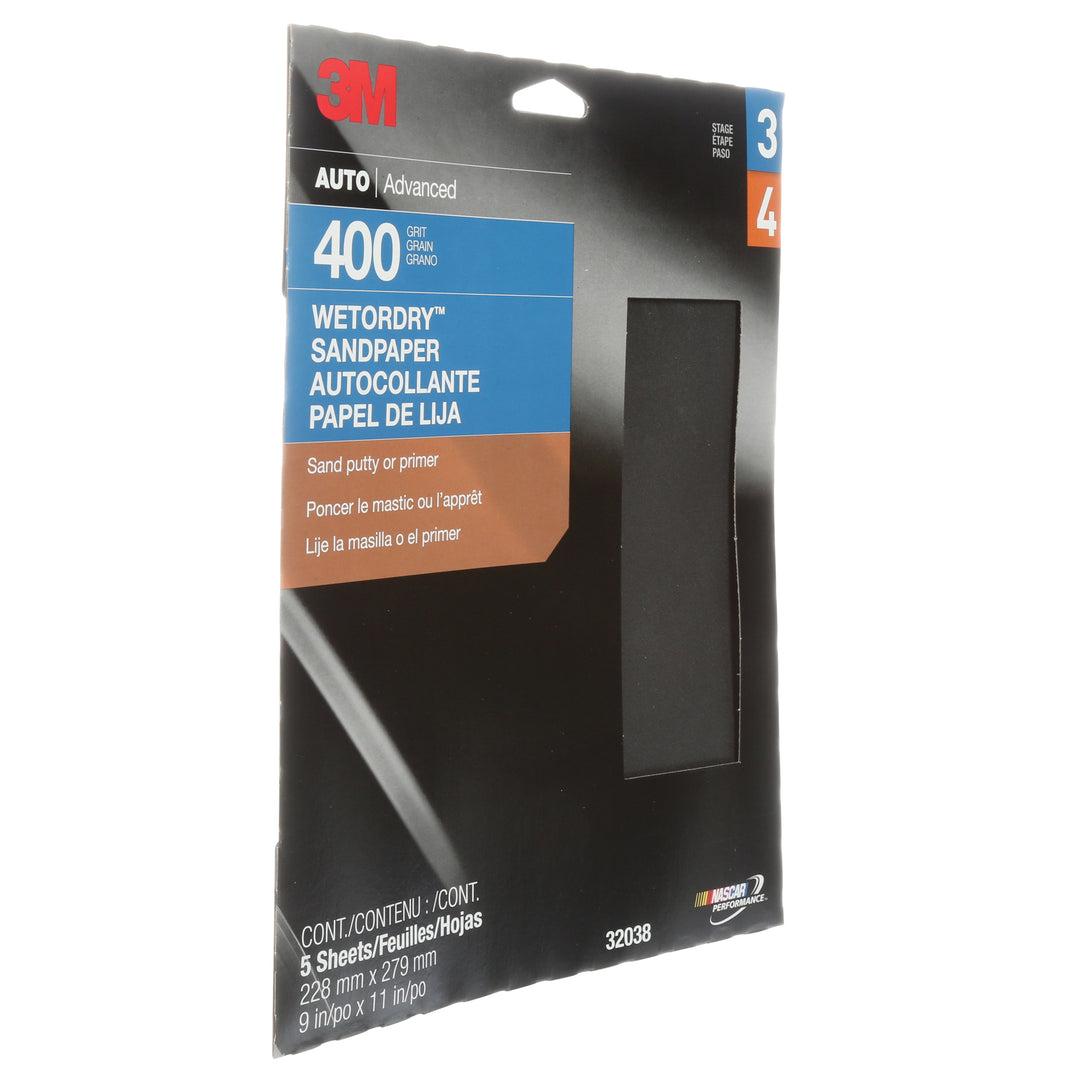 Regular Sanding Sheets 3M 32038 Wetordry Sandpaper 400 Grit Silicon Carbide 401Q A-Weight (9 Inch x 11 Inch)