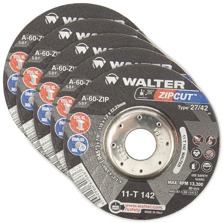 Type 27 WALTER 11T142V Type 27 Cut-Off Wheel (4.5 Inch x 3/64 Inch x 5/8-11 Inch)