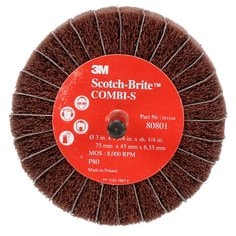 Non-woven Wheels 3M AB80801 Combi-S Wheel 3 Inch x 1-3/4 Inch 1/4 Inch Shank 80 x-Weight