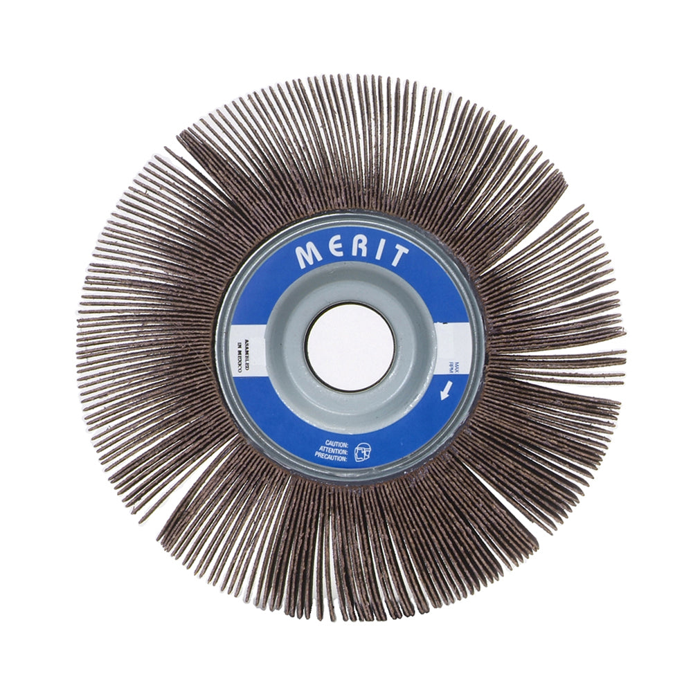 Centre Hole Mount Merit 24077 10 Inch X 3 Inch X 1-3/4 Inch 60 Grit Ceramic Alumina Centre Hole Mounted Flap Wheel