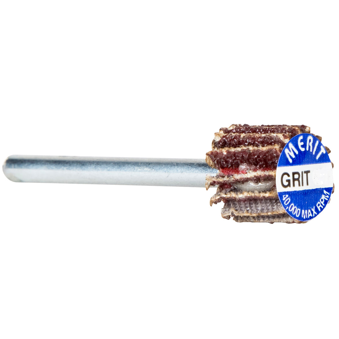 Shank Mount Wheels Merit 37545 5/8 Inch X 3/4 Inch X 1/8 Inch 320 Grit Aluminum Oxide Shank Mounted Flap Wheel