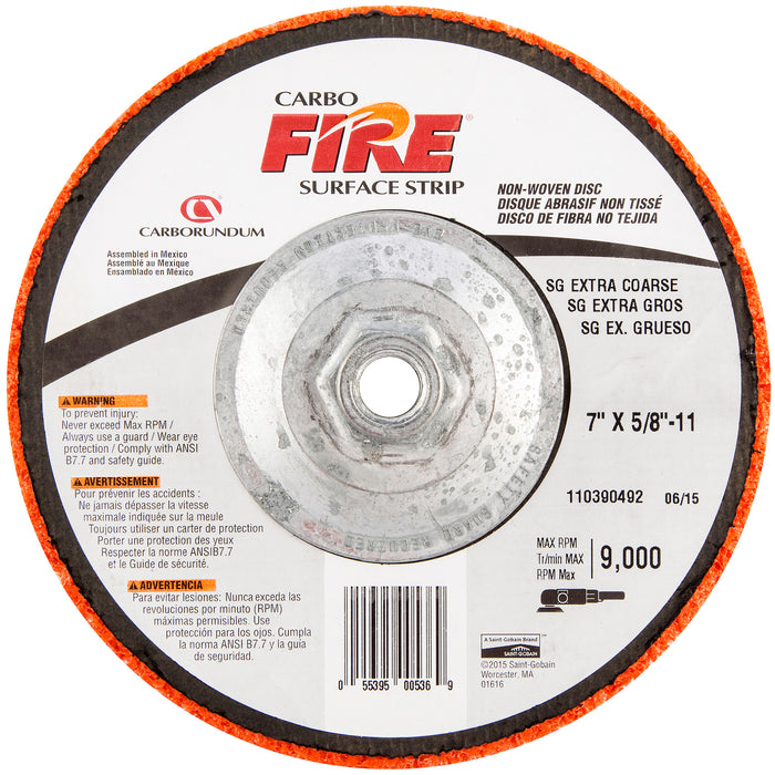 Non-woven Discs Carborundum 00536 Surface Strip Depressed Center Wheels Fire Ceramic Extra Coarse 7X5/8-11